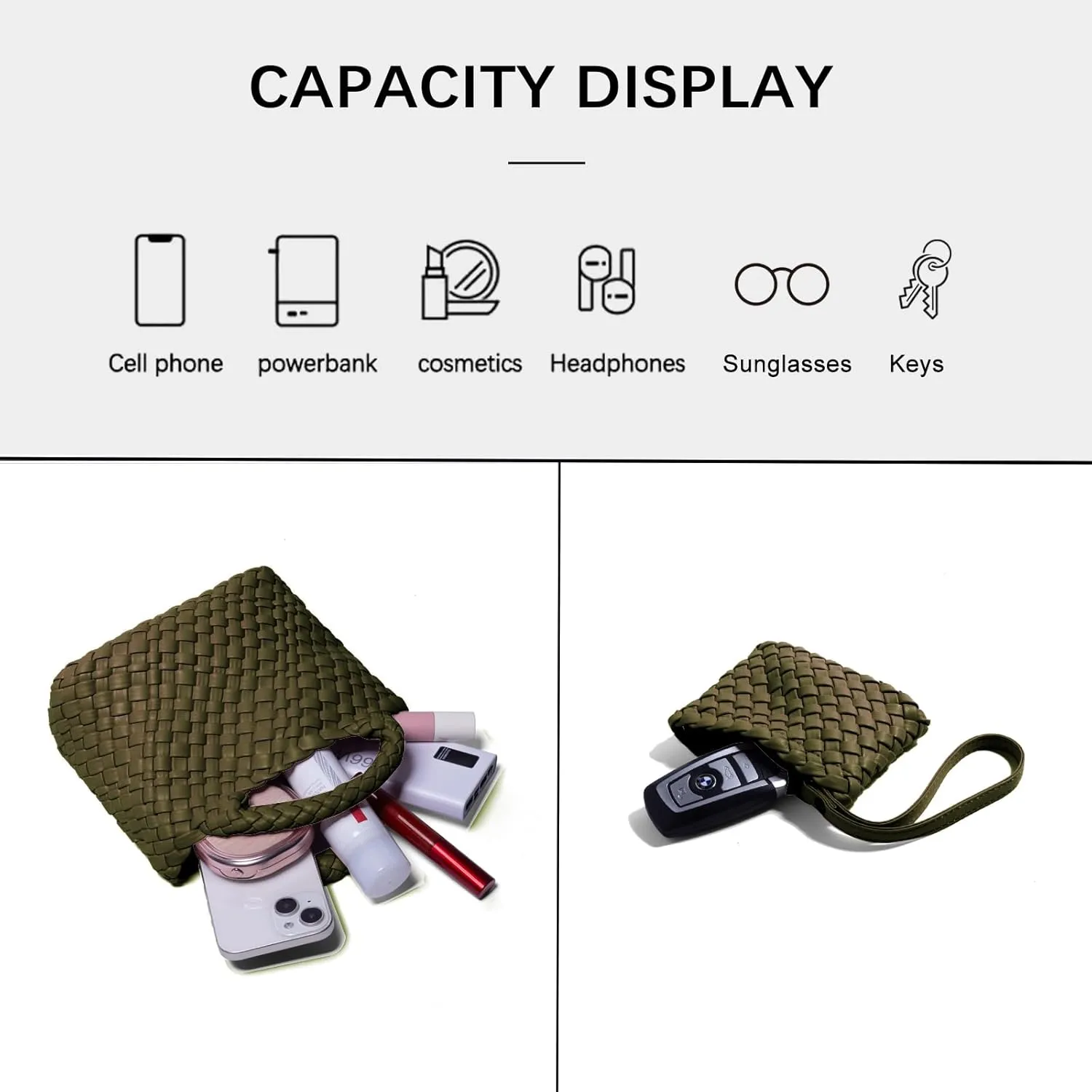 Woven Tote Bag for Women with Coin Purse, Foldable Chain Small Crossbody Handbags, Fashion Shoulder Bag, Hobo Satchel