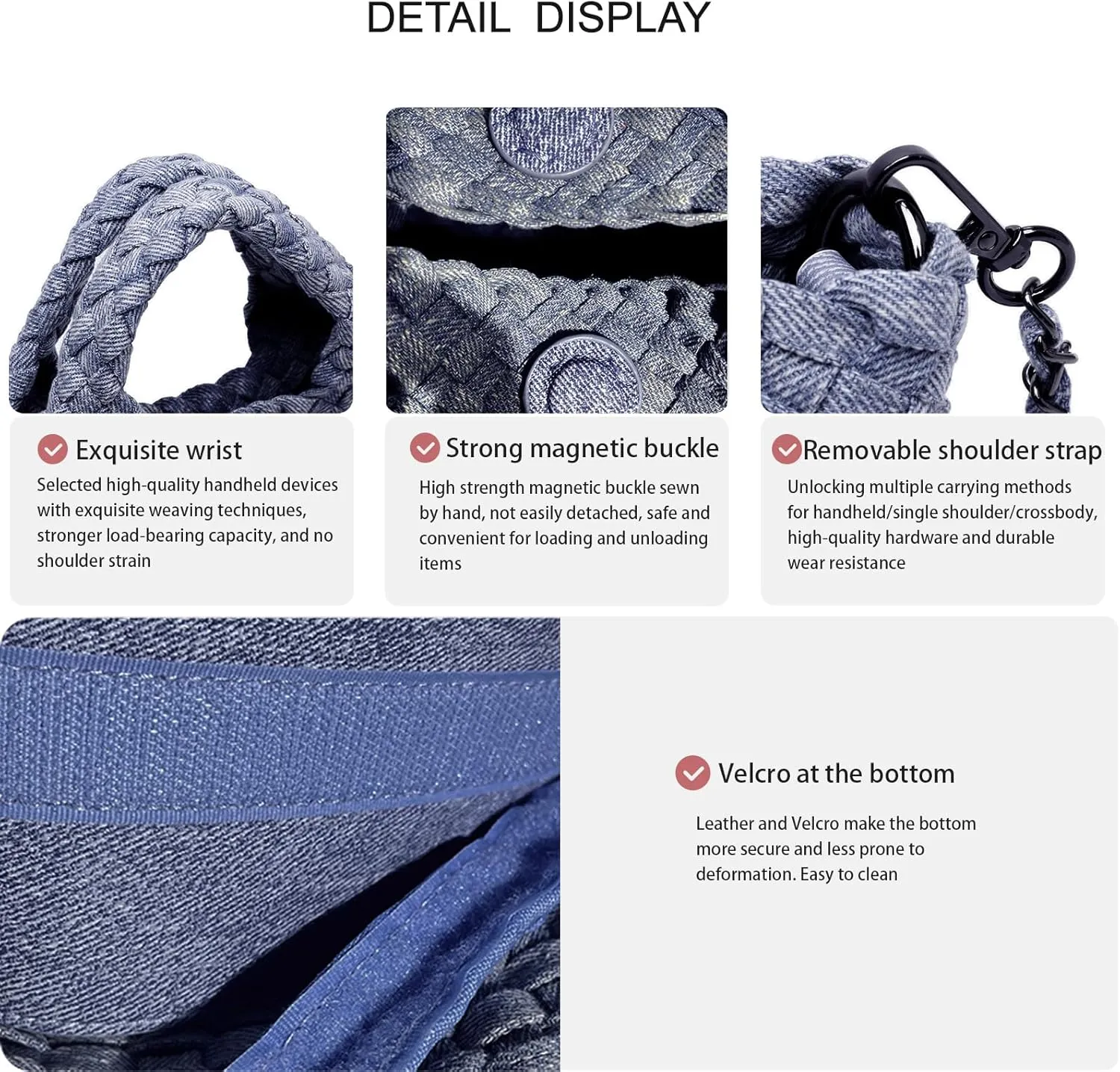Woven Tote Bag for Women with Coin Purse, Foldable Chain Small Crossbody Handbags, Fashion Shoulder Bag, Hobo Satchel