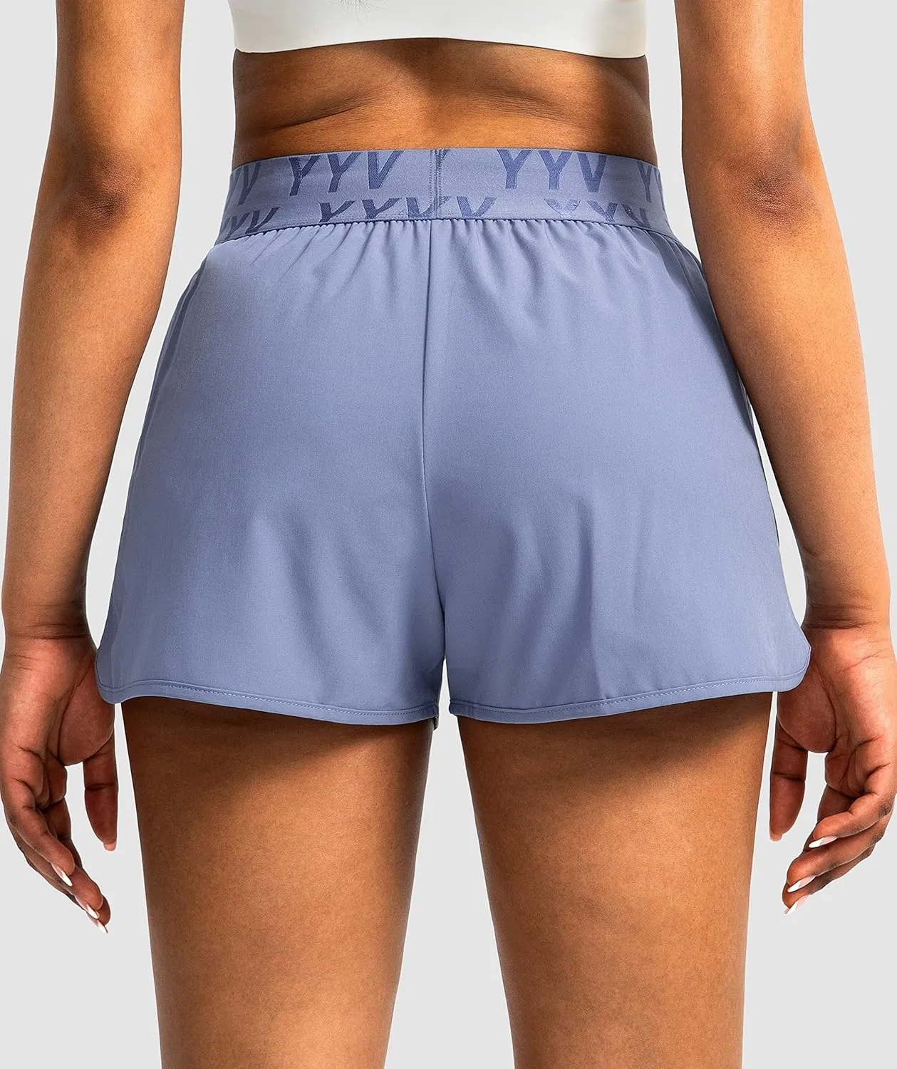 YYV Women's Running Shorts with Zipper Pockets Quick-Dry Elastic Waist Band Athletic Gym Shorts for Women with Liner