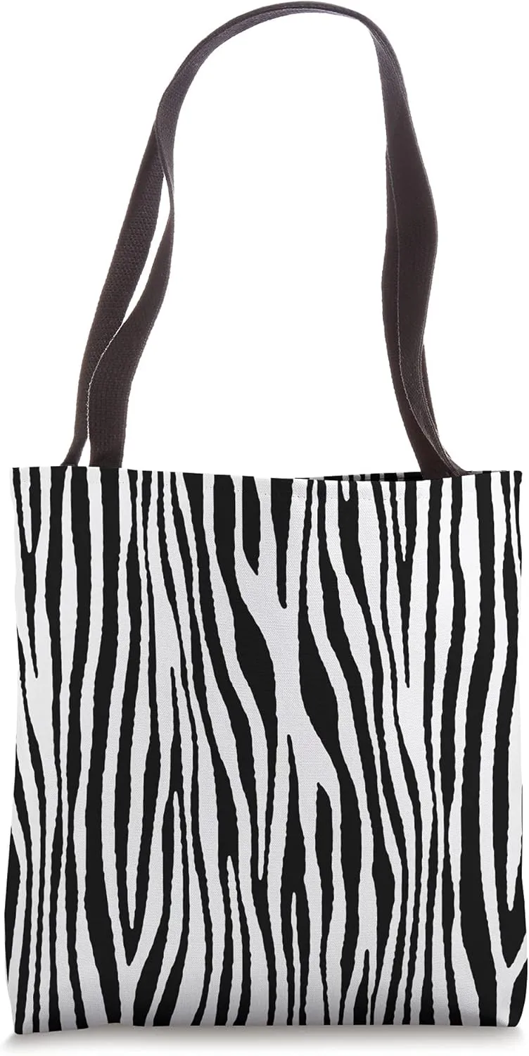 Zebra Pattern Camouflage White and Black Tote Bag