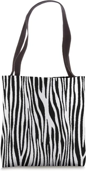 Zebra Pattern Camouflage White and Black Tote Bag