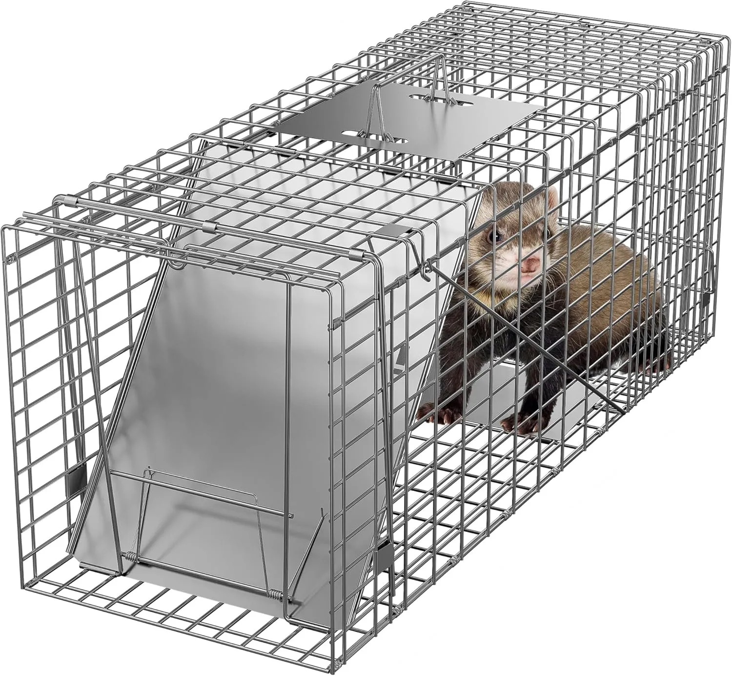 ZENY Live Animal Cage Trap 32" X 12.5" X 12" w/Iron Door Steel Cage Catch Release Humane Rodent Cage for Rabbits, Stray Cat, Squirrel, Raccoon, Mole, Gopher, Chicken, Opossum, Skunk & Chipmunks