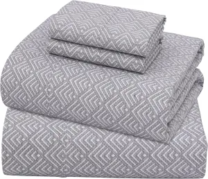 ZOYER 100% Cotton Sheets - Cooling & Crisp Queen Size Percale Sheets, 16" Deep Pockets Bed Set, Lightweight & Breathable, Durable, 4 Pieces, Diamond Box