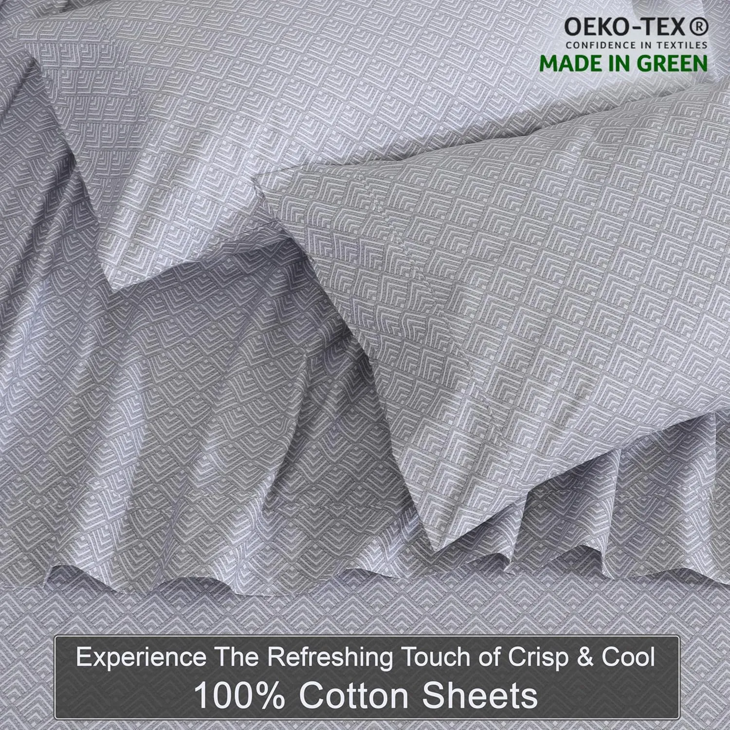 ZOYER 100% Cotton Sheets - Cooling & Crisp Queen Size Percale Sheets, 16" Deep Pockets Bed Set, Lightweight & Breathable, Durable, 4 Pieces, Diamond Box