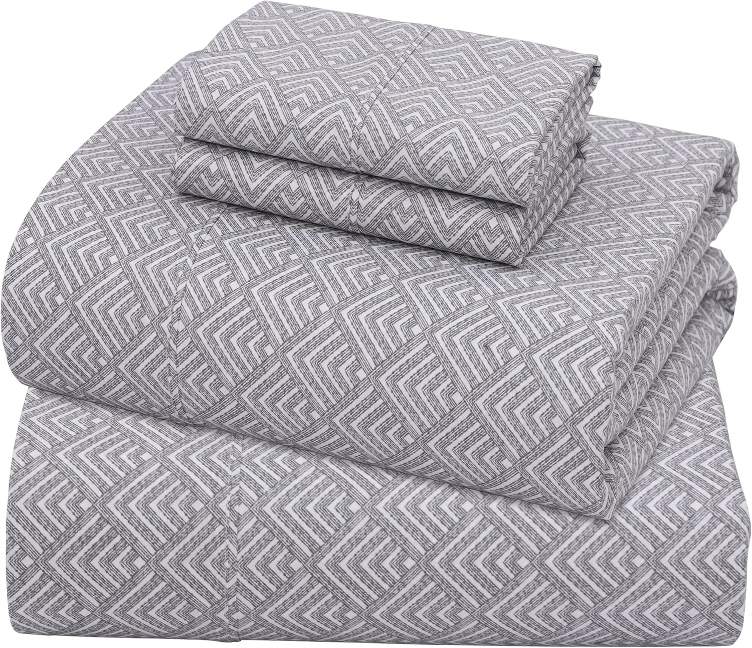 ZOYER 100% Cotton Sheets - Cooling & Crisp Queen Size Percale Sheets, 16" Deep Pockets Bed Set, Lightweight & Breathable, Durable, 4 Pieces, Diamond Box