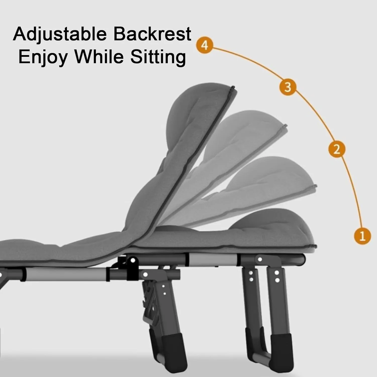ZTGL A,190x68cm, Folding Camping Cots for Adults, Guest Bed Portable, Adjustable 4-Position Reclining Folding Chaise, Camping Lounge Chair, Office Nap Folding Lounge Chairs